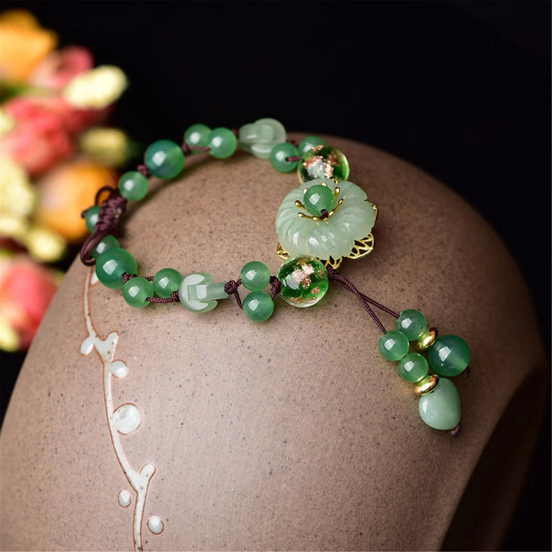 Dainty Natural Green Jade Beaded Bracelet