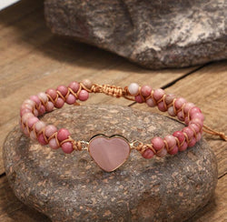 Rose Quartz Bracelet-Healing Rhodonite Stone Bracelet