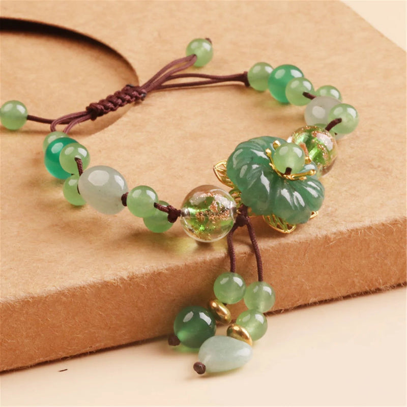 Dainty Natural Green Jade Beaded Bracelet