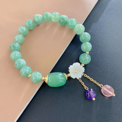 Real Jade Bracelet With Flower Charm