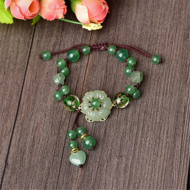 Dainty Natural Green Jade Beaded Bracelet