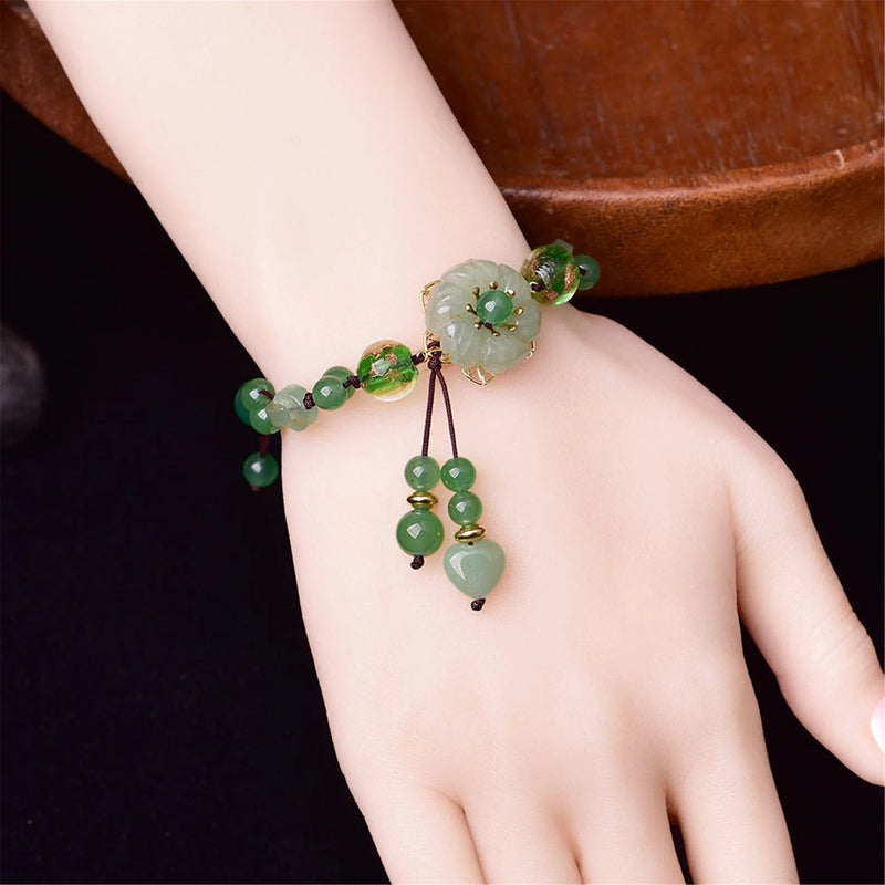 Dainty Natural Green Jade Beaded Bracelet