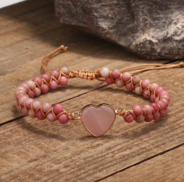 Rose Quartz Bracelet-Healing Rhodonite Stone Bracelet