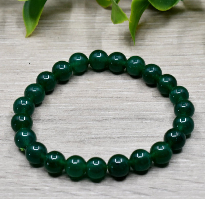 Green Jade Bracelet 8MM A Round Bead Bracelet