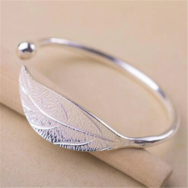 Silver Plated Leaf Charm Bracelet