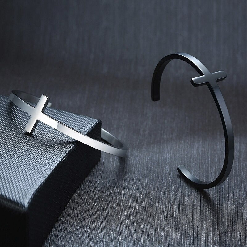 Cross Cuff Stainless Steel Bracelet