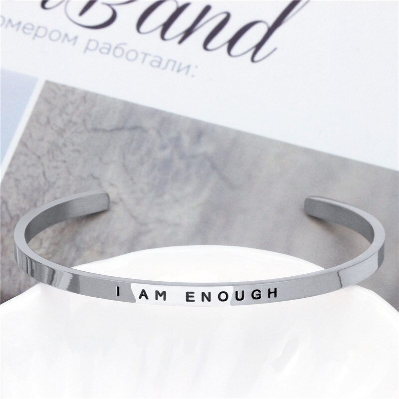 I Am Enough Cuff Friendship Bracelet