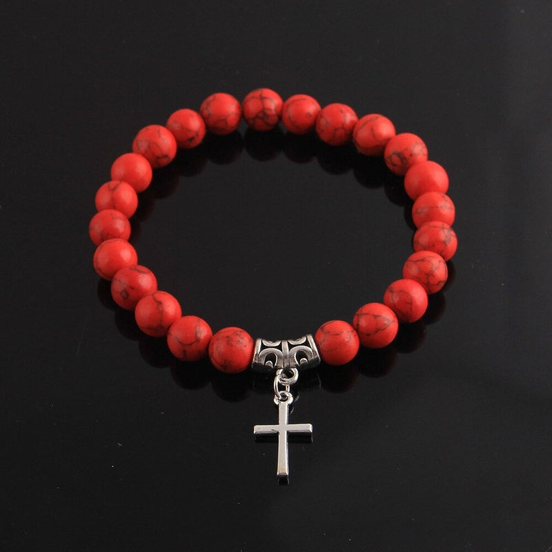 Natural stone lava Jesus Bracelet