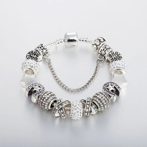 Silvery Chain Charms Bracelet