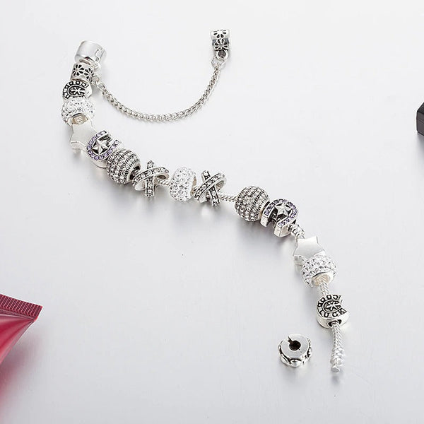 Silvery Chain Charms Bracelet