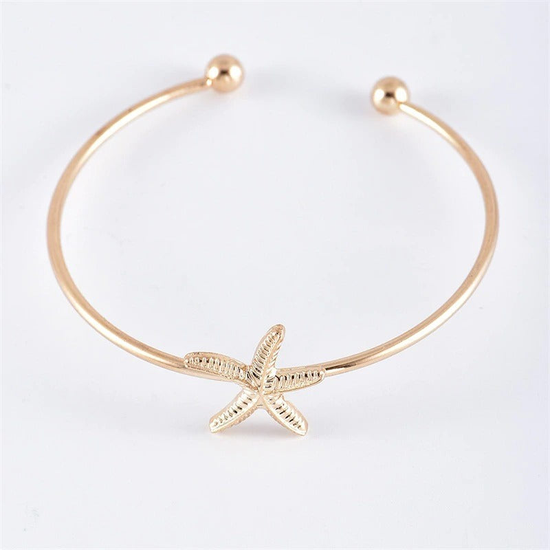 Starfish Shell Pearl Chain Bracelet