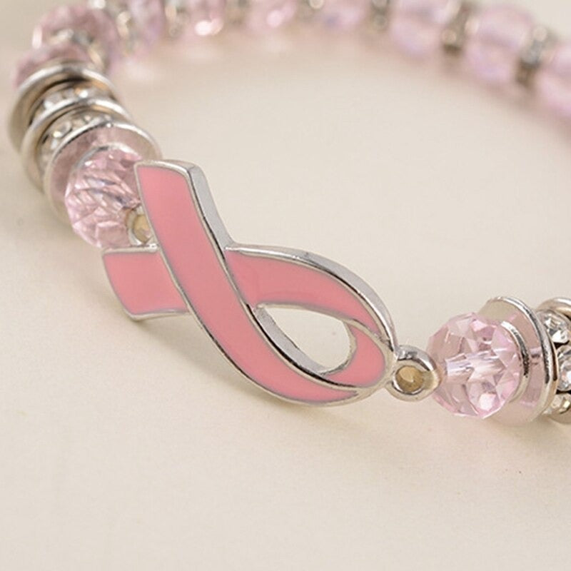Glass Dome Breast Cancer Bracelet