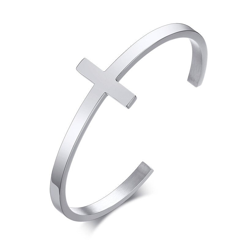 Cross Cuff Stainless Steel Bracelet