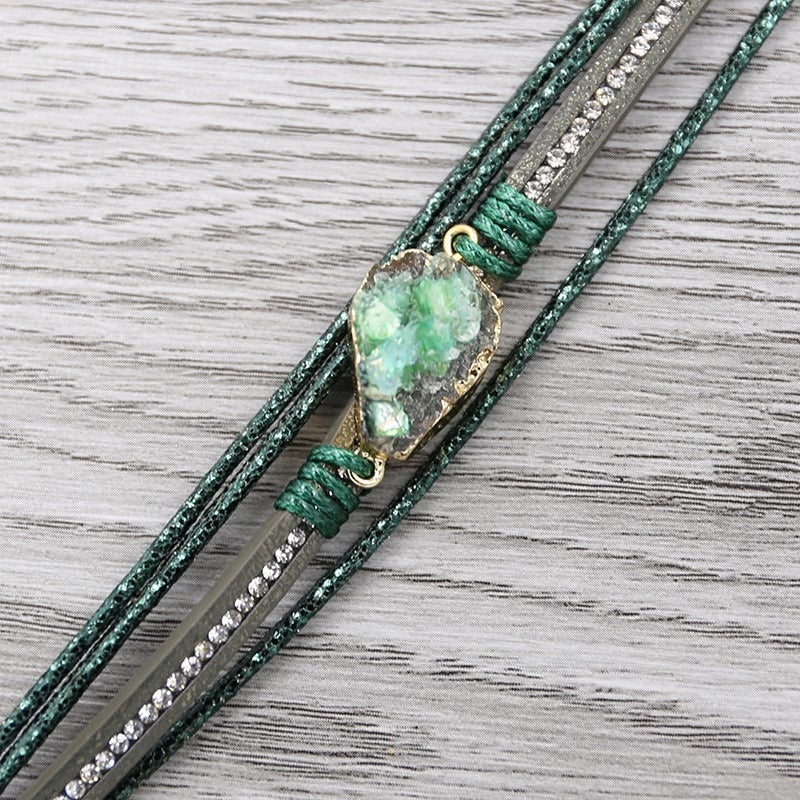 Green Leather Druzy Bracelet