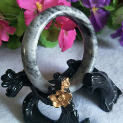 Natural Black and White Jade Bangles