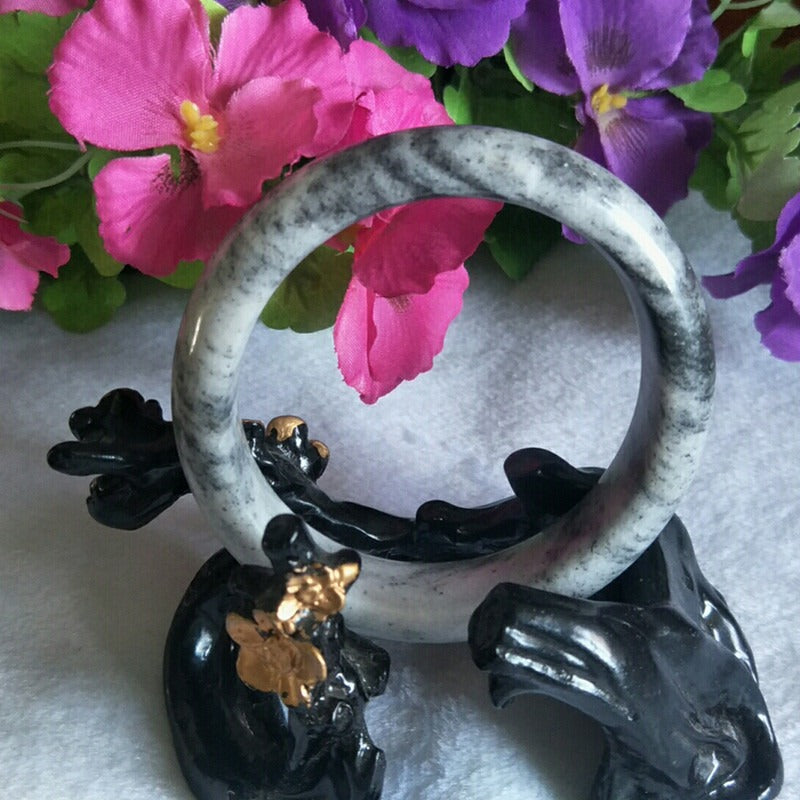 Natural Black and White Jade Bangles